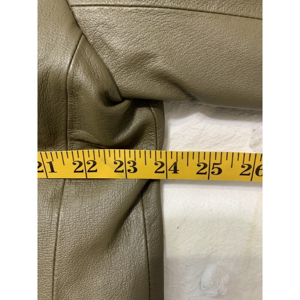 Via Accenti Women's Leather Jacket Army Green 18W Single Breasted 2 Button - Picture 2 of 10